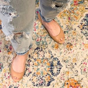 Nine West Nude open toe flats